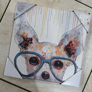 Colorful Chihuahua Art Canvas with Blue Glasses